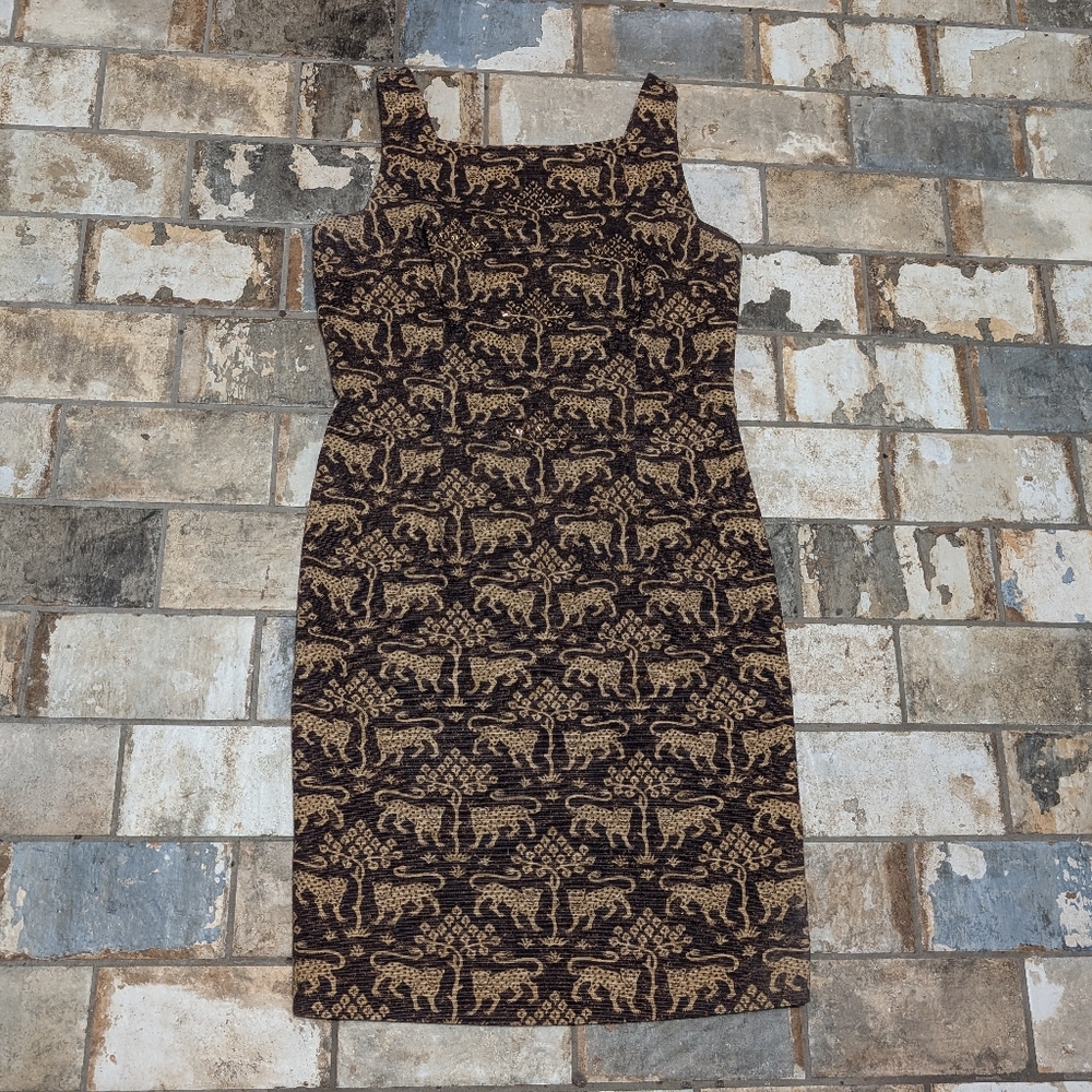 Maggie L Women’s Size 10 Leopard Print Dress Sleeveless Animal Print Sheath 10